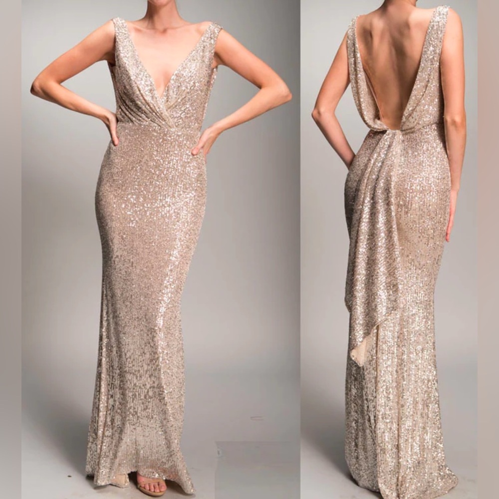 Nicole Bakti Elegant Sequin Evening Gown